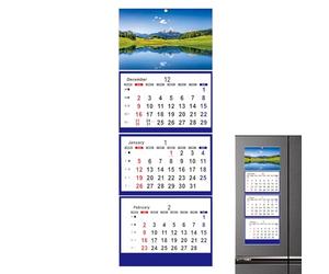 Calendrier mural 2026 - 33,5 x 22 x 2 cm - Affichage vertical sur 3 mois - 449 g - Calendrier d'expédition en trois volets avec indicateur de date rouge - De janvier 2026 à février 2027 - Papier de