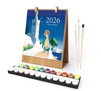 Calendrier mural 2026 - À faire soi-même - Peinture par numéros - Calendrier mural 2026 - Avec 12 numéros de peinture DIY - Avec pinceaux et peinture acrylique - Idéal pour la décoration de la maison