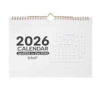 Calendrier Mural 2026 à Spirale Suspendue, Mensuel Blanc en Papier | Format Horizontal de Début D’année à Décembre, Grands Blocs D’écriture, Repères Fériés, pour Bureau et Réception