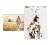 Calendrier mural 2026 - Agenda d'histoires bibliques illustrées - Planificateur suspendu pour l'organisation quotidienne, décoration inspirée | Idéal pour l'école à la maison, le bureau, les réunions