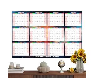 Calendrier mural 2026 - Agenda effaçable à sec 86 x 61 cm, feuille de planification annuelle grande sur les deux côtés | affiches de suivi des objectifs académiques pour les habitudes, étude