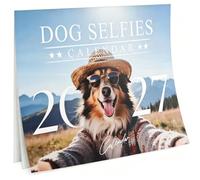 Calendrier mural 2026 amusant de 12 mois avec adorables selfies de chien, calendrier 2026 pour bureau à domicile, cadeau de Père Noël secret idéal pour les amoureux des chiens
