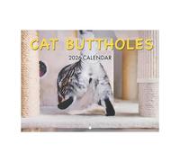 Calendrier mural 2026 amusant en forme de chat avec trou de cul, planificateur mensuel, décoration murale, cadeau farce pour les amateurs de chats