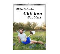 Calendrier mural 2026 amusant sur le thème du poulet avec motif de papas mignons