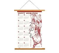 Calendrier mural 2026, art chinois, grand format, calendrier du Nouvel An lunaire, feuille unique, calendriers mensuels créatifs, impression style lavis à l'encre, peinture murale(B)