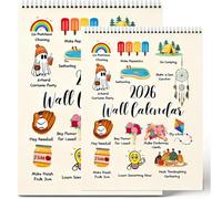 Calendrier mural 2026 avec activités ludiques : finies les journées ennuyeuses, transformez les 365 jours de l'année en petits rituels joyeux, calendrier mural vertical de 12 mois (2pcs)