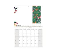 Calendrier mural 2026 avec bloc-notes, liste de courses, motif papillon vert, planificateur mural mensuel et tableau effaçable à sec - Organiseur mural pour la maison, l'école ou le bureau