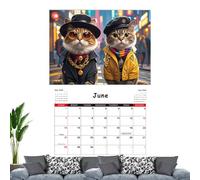 Calendrier mural 2026 avec chat - Calendrier mensuel amusant sur le thème des chats - 12 mois sur le thème des chats - Planificateur mural pour décoration d'intérieur, salon, bureau, école, famille