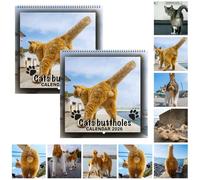 Calendrier mural 2026 avec chat - Calendrier mural 2025-2026 - Calendrier mural 2025-2026 - Cadeau idéal pour les amoureux des chats (2 pièces)