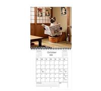 Calendrier mural 2026 avec chat dans les toilettes - Planificateur mural sur le thème des chats avec lecture de journaux | Planificateur mensuel sur papier épais avec notes pour cadeau