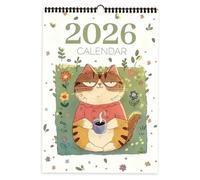 Calendrier mural 2026 avec chats - Calendrier scolaire avec 12 feuilles mensuelles peintes à la main de chats - Pour planifier des rendez-vous, la décoration, l'organisation de la maison, de l'espace