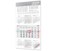 Calendrier mural 2026 avec curseur - 7 mois - Grand calendrier mensuel 2026 avec jours fériés et vacances scolaires - Vue d'ensemble de l'année - 56 x 30 cm - Pour bureau ou maison - Design moderne