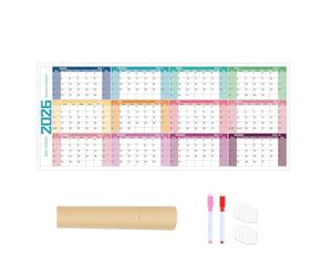 Calendrier Mural 2026 Avec Effacement À Sec, 12 Planificateurs Mensuels Formulaire Jan À Dec, Grand Calendrier Des Affiches Pour Les Planificateurs Et Les Organisateurs Personnels, 100 X 42 Cm