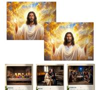 Calendrier mural 2026 avec images exquises de Jésus-Christ - Foi quotidienne, paix et inspiration divine, calendrier mural 2026 pour les maisons chrétiennes, avec des illustrations (2PCS)