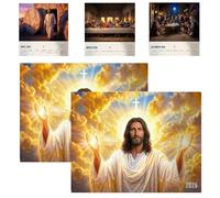 Calendrier mural 2026 avec images exquises de Jésus-Christ - Foi quotidienne, paix et inspiration divine, calendrier mural 2026 de Jésus-Christ avec versets, planificateur inspirant (2Pcs)