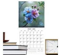 Calendrier mural 2026 avec motif floral, outil de planification mensuelle et dates avec disposition claire pour la maison, le lieu de travail, la salle de classe, la voiture, les voyages