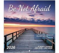 Calendrier mural 2026 « Be Not Afraid » - 14 mois (novembre 2025 à décembre 2026), 29,1 x 61 cm (ouvert), papier épais brillant, calendrier parfait à offrir