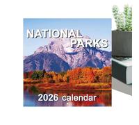 Calendrier mural 2026 | Beau calendrier mural mensuel de janvier à décembre 2026, planificateur avec motif de paysage naturel pour salle de sport, maison, école, planification du lieu de travail
