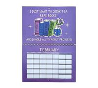 Calendrier mural 2026 | Calendrier 12 mois avec motif de lecture multicolore - Janvier à décembre 2026 - Agenda hebdomadaire à - Pour salon, bureau, lecteur, bibliothèque fans de littérature