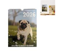 Calendrier mural 2026, calendrier 2026 Harabag Dog Edition, pleine page mois, papier épais et robuste pour l'organisation et la planification du calendrier, adapté pour une utilisation dans les salles