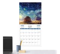 Calendrier Mural 2026, Calendrier Mensuel d'Art Mural avec Illustrations de Scènes, Design Drôle et Mignon sur Papier pour Salle de Classe, Cuisine, Appartement, Dortoir, Famille, Chambre, Collège, Ma