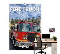 Calendrier Mural 2026 | Calendrier Mural 12 Mois Camions De Pompiers | Planning Coloré Décoratif Pour Chambre Appartement Bureau | Famille Dortoir Salon Maison