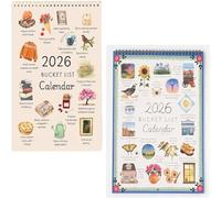 Calendrier mural 2026 - Calendrier mural inspirant de 12 mois à suspendre avec pages illustrées et design adapté au bricolage, invites quotidiennes douces pour une vie pleine d'esprit et des joies