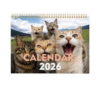 Calendrier mural 2026 chats - Agenda mensuel de 12 mois - Pour l'école, le salon, la chambre à coucher, l'étude, la salle de classe, le bureau, les étudiants, les enseignants, les conseillers et les
