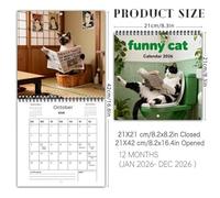 Calendrier mural 2026 chats - Avec bloc-notes lignés, journal qui lise des chatons, pour bureau, école, planification, organisation, rendez-vous, travail, Nouvel An, Noël, fête, cadeaux