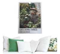 Calendrier mural 2026 chats | Calendrier mural pour chats 2026 Planificateur mensuel amusant avec art chat pour agenda familial scolaire ou bureau