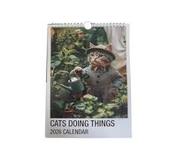 Calendrier mural 2026 chats - Planificateur mensuel d'animaux - Planificateur mensuel amusant avec art chat pour agenda familial scolaire ou bureau