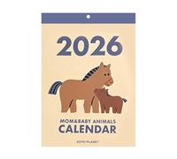 Calendrier mural 2026 cheval - Planificateur mensuel avec corde de suspension - Feuilles détachables de 30 x 30 cm - Planificateur mensuel pour bureau, maison, école, organisation de tâches, exercice