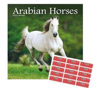 Calendrier mural 2026 - Chevaux arabes - 16 mois - Septembre 2025 à décembre 2026 - Avec autocollants d'organisation gratuits