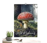Calendrier mural 2026 en forme de champignons sauvages sur 12 mois, planificateur mensuel de janvier à décembre, calendrier décoratif à suspendre, idéal pour la maison, le bureau, l'école, la crèche