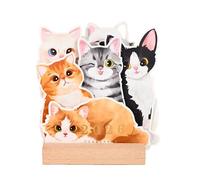 Calendrier mural 2026 en forme de chat double face, 12 mois en papier et bois pour décoration de bureau à domicile, idée pour les amoureux des chats