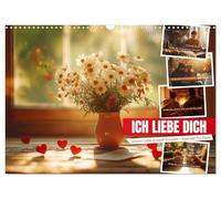 Calendrier mural 2026 format A3 paysage avec inscription « Ich liebe Dich » - Notre amour en douze raisons - Calendrier mensuel CALVENDO