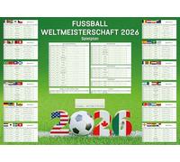 Calendrier mural 2026 - Format XL - 100 x 140 cm - Plan de jeu avec 48 équipes, 16 finales - Coupe du monde de football