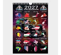 Calendrier mural 2026 Formula Racing - Format A4 - Affichage des anniversaires des pilotes - Lieux de course internationaux