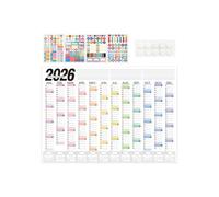 Calendrier mural 2026 - Grand format - Aperçu des rendez-vous - Calendrier de notes - Pour, école, dortoir d'étudiant, cuisine, salle de classe, enseignants, famille