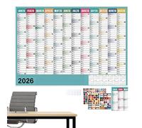 Calendrier mural 2026 - Grand planificateur mensuel avec autocollants | Famille, école, bureau, dortoir, salle de classe, organisation, planification, enseignant, élèves, vacances, Noël, étude