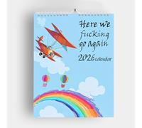Calendrier mural 2026 Ici, nous allons à nouveau, nouveau calendrier 2026 pour femmes épuisées, calendrier suspendu au bureau à domicile (1 pièce)