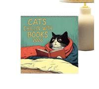 Calendrier mural 2026 - Illustration amusante de chat - Vue d'ensemble mensuelle - Planificateur annuel pour bureau, maison, cuisine, chambre à coucher, salon, décoration - Organiseur - Structure