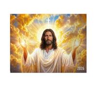 Calendrier mural 2026 - Images exquises de Jésus-Christ - Foi quotidienne, paix et inspiration divine. Calendrier chrétien avec 12 illustrations magnifiques, idéal pour les foyers (1PC)