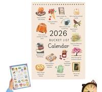 Calendrier mural 2026 - Inspiration saisonnière - Calendrier mural 2026 - À spirales - Calendrier familial - Liste de souhaits amusant - Planificateur mensuel en papier - Décoration pour la maison et