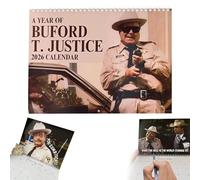 Calendrier mural 2026 inspiré du Sheriff Buford, thème Smokeyy et Badiit, calendrier mural et de bureau nostalgique, cadeau rétro pour hommes, fans et décoration de bureau, cadeaux de Noël uniques (1