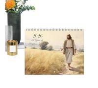Calendrier mural 2026 Jésus, 22 x 27 cm, design inspirant avec vue mensuelle, organiseur religieux à suspendre pour planification quotidienne, maison, lieu de travail, salle de classe, famille, école