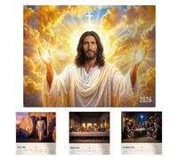 Calendrier mural 2026 « Jesus Christ Exquisite Images », calendrier mural chrétien avec versets bibliques, citations quotidiennes pour la foi, la paix et l'inspiration, cadeau chrétien (1 pc)
