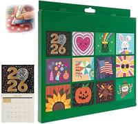 Calendrier mural 2026 - Kit de peinture diamant à faire soi-même - Calendrier mural à rabat sur 12 mois avec liste de choses à faire - Design créatif - Calendrier en papier épais - Peinture artistique