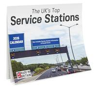 Calendrier mural 2026 Les meilleures stations-service du Royaume-Uni - Affichage mensuel A3 avec images des services autoroutiers - Cadeau d'anniversaire amusant pour lui (2026)