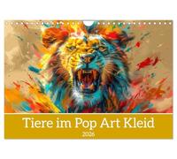 Calendrier mural 2026 - Motif animaux dans une robe pop art - Format A4 paysage - Calendrier mensuel CALVENDO